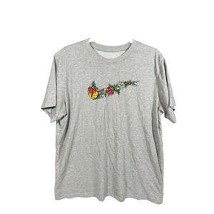 Nike Swoosh Men Grey T-shirt Floral Size Large